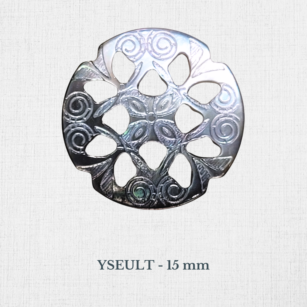 Boutons en nacre - Noir, Gris, Bleu, Vert - 10 à 15 mm