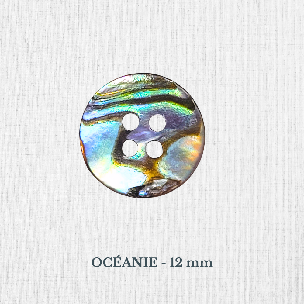 Boutons en nacre - Noir, Gris, Bleu, Vert - 10 à 15 mm