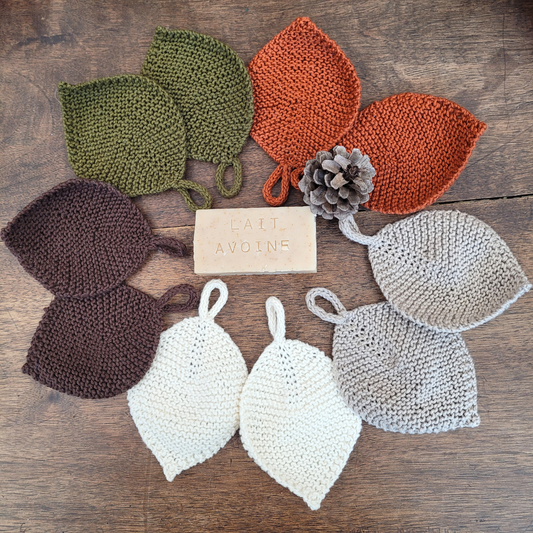 Kit Tricot - Les débarbouillettes Feuilles - 100 % coton organique
