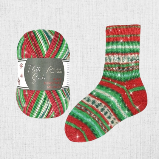 Rellana - Laine à Chaussettes Spécial Noël 4 Plis Métallique (colori 2026)