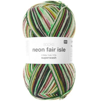 Socks Néon Fair Isle 4 Ply par Rico